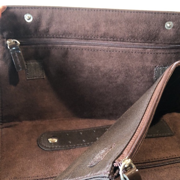 Roberto Coin jewelry travel case many zipper pockets dark brown 9x5 - Picture 5 of 7